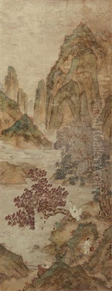 Landscape And Character Oil Painting by Qiu Ying