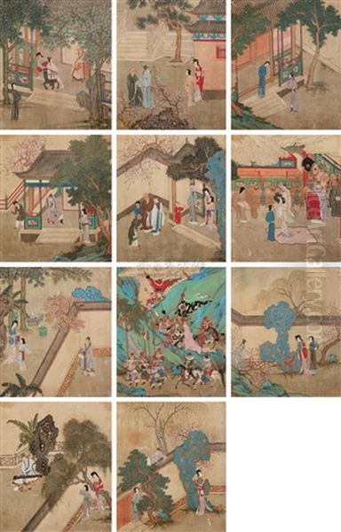 Landscape And Character (24 Works) Oil Painting by Qiu Ying