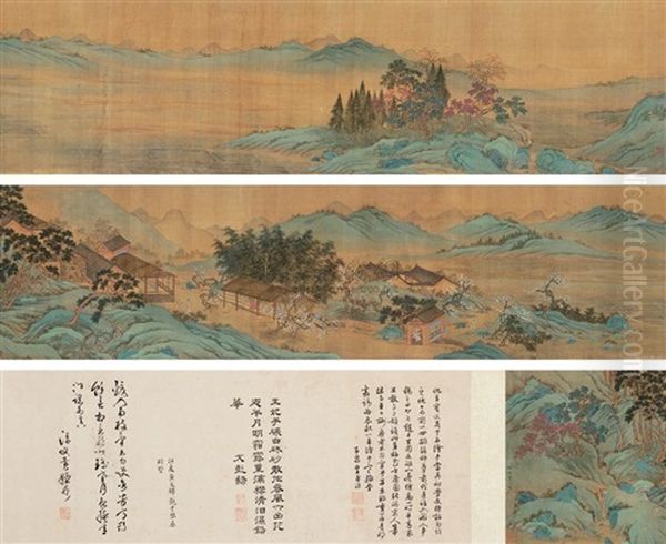 Landscape And Character Oil Painting by Qiu Ying