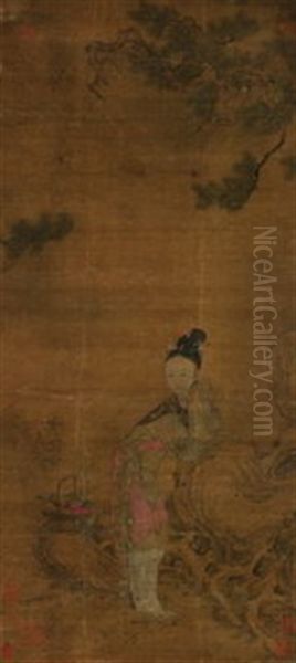 Lady Oil Painting by Qiu Ying