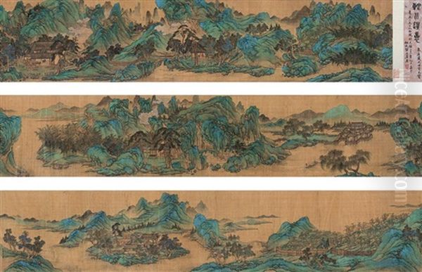 Ten Scenery Of Lu Mountains Oil Painting by Qiu Ying