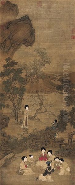 Spring Tour Oil Painting by Qiu Ying