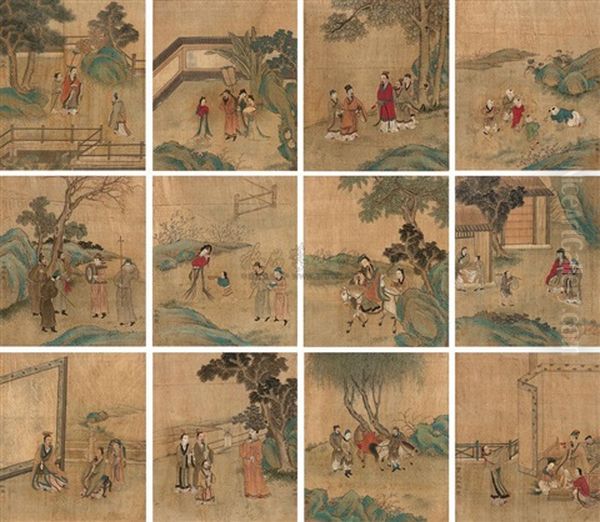 Untitled (album W/12 Works) Oil Painting by Qiu Ying