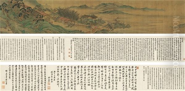 The Han Jun Villa Amidst Bamboo Groves Oil Painting by Qiu Ying