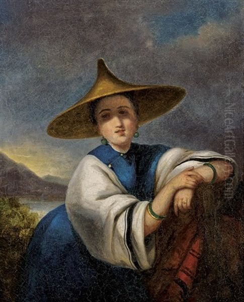 A Chinese Sampan Girl (after George Chinnery) Oil Painting by Lam Qua