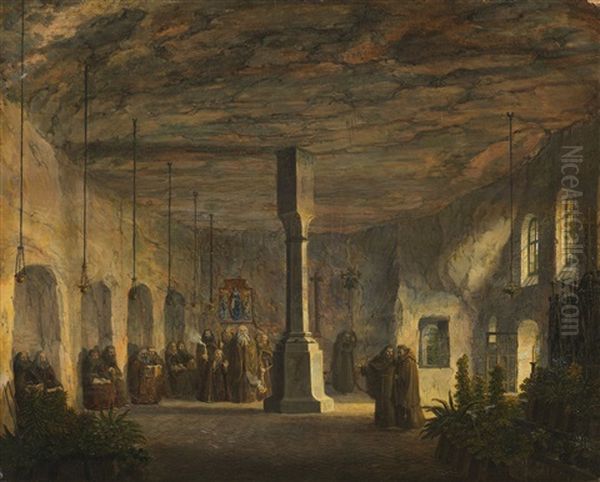 Innenansicht Der St. Maximuskapelle In Salzburg Oil Painting by Domenico II Quaglio