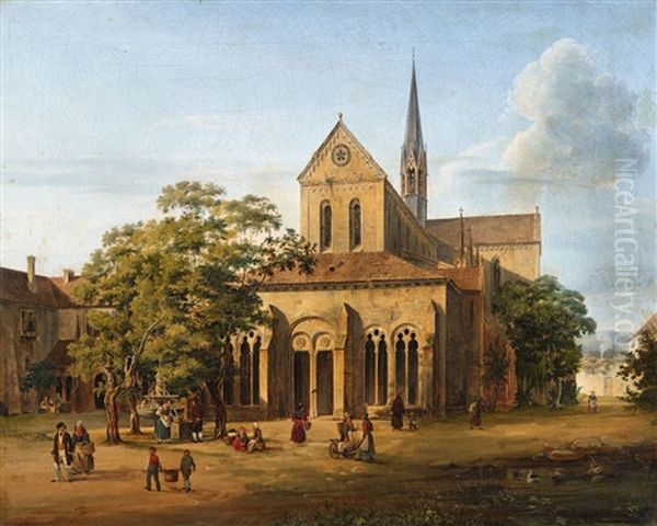 The Cistercian Abbey In Maulbronn Oil Painting by Domenico II Quaglio