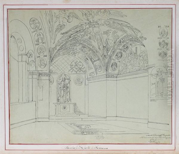 Bischofs Kapelle In Ravenna (das Innere) Oil Painting by Domenico II Quaglio