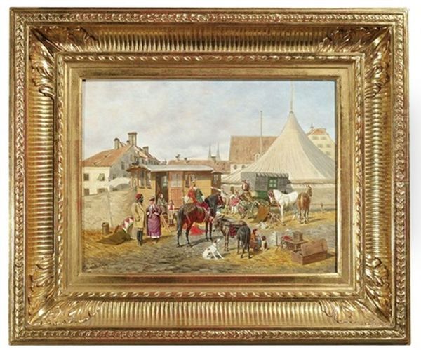 Zirkus Auf Dem St. Jakobsplatz In Munchen Oil Painting by Franz Quaglio