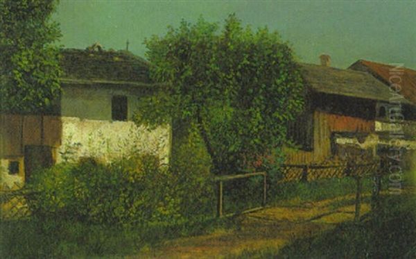 Bauernhauser In Tutzing Oil Painting by Franz Quaglio