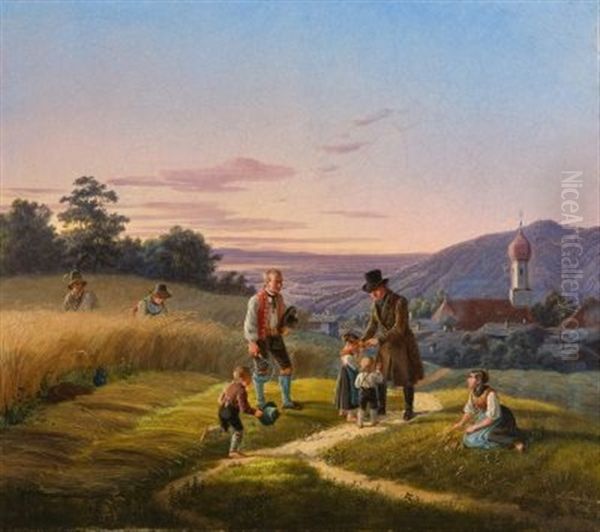 Die Begegnung Auf Dem Feldweg Oil Painting by Lorenzo Quaglio