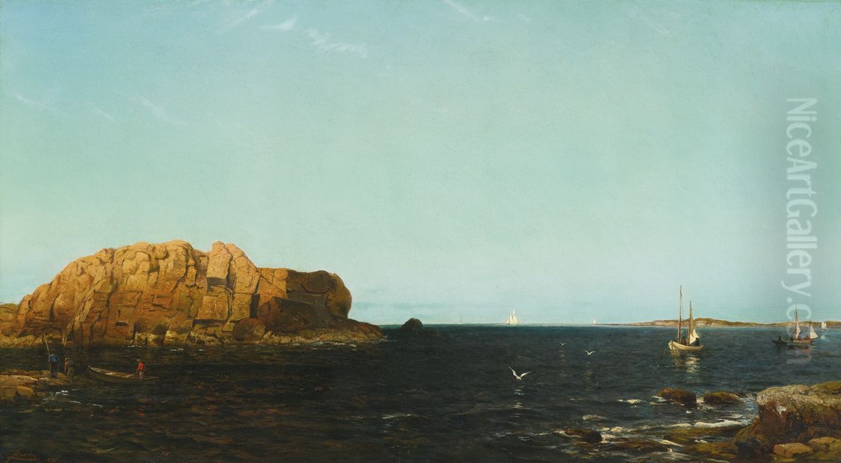 Indian Rock, Narragansett Bay Oil Painting by Arthur Quartley