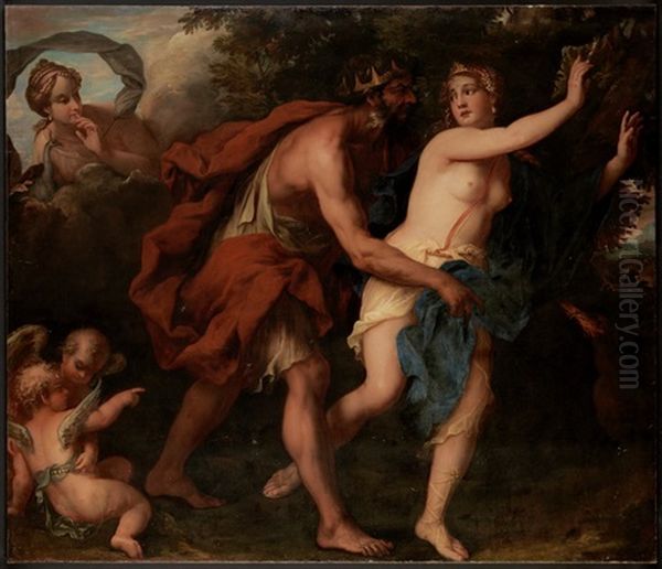 Zeus (jupiter) Bedrangt Semele. Hera (juno) Belauscht Die Szene Oil Painting by Erasmus Quellinus II