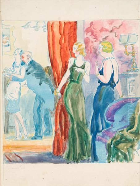 Ricevimento Oil Painting by Luigi Bompard