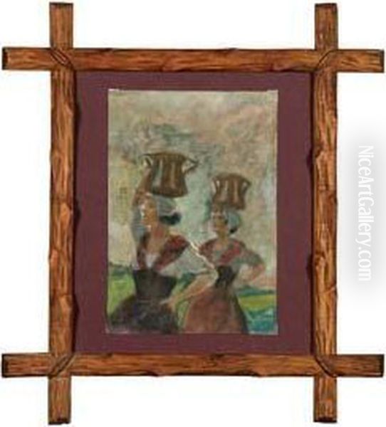 Popolane Con Anfore Oil Painting by Luigi Bompard