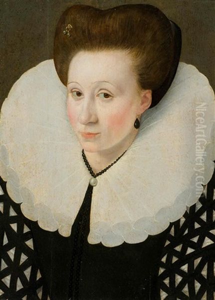 Portrait Of A Lady With A Pearl Necklace Oil Painting by Francois, the Elder Quesnel