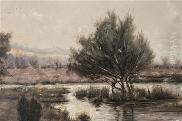 River In The Approaching Storm Oil Painting by Fernand Quignon