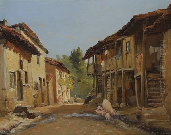 Vieille Rue A Chateldon Oil Painting by Fernand Quignon
