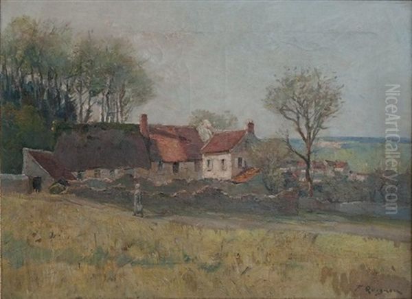 Paysanne Sur Le Chemin Aux Abords Du Village Oil Painting by Fernand Quignon