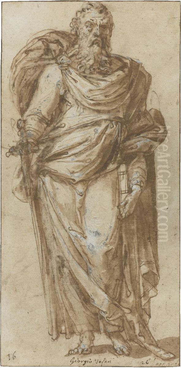 St. Paul Oil Painting by Perino Del Vaga (Pietro Bonaccors