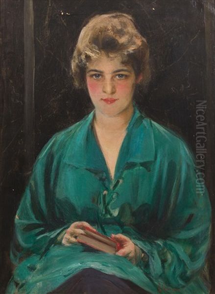 The Student - Phyllis Oil Painting by James Peter Quinn