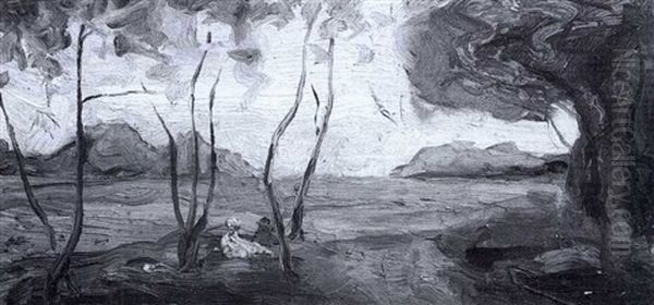 By The Road Oil Painting by James Peter Quinn