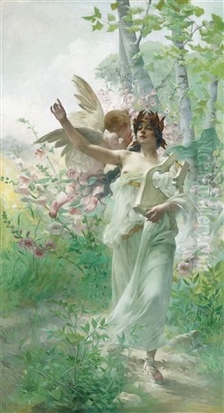 Allegory Of Music Oil Painting by Paul Francois Quinsac