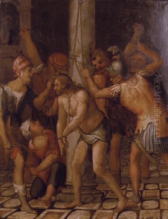 La Flagellazione Di Cristo Oil Painting by Perino Del Vaga (Pietro Bonaccors