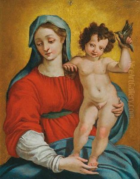 Madonna Con Bambino Oil Painting by Perino Del Vaga (Pietro Bonaccors