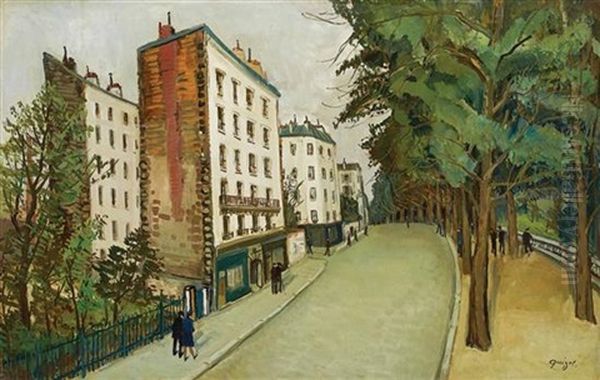 Parisian Street View Oil Painting by Alphonse Leon Quizet