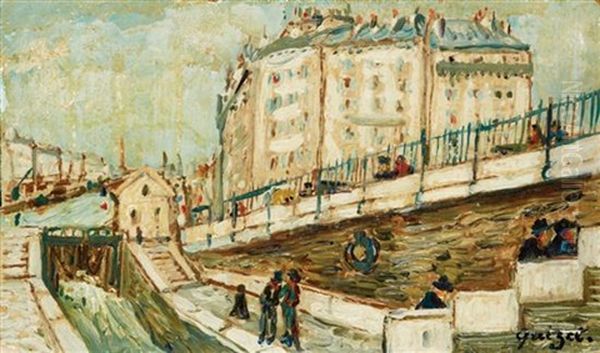 Les Bords De Marne Oil Painting by Alphonse Leon Quizet