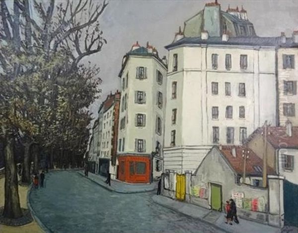 Corner Of A Busy Street Oil Painting by Alphonse Leon Quizet