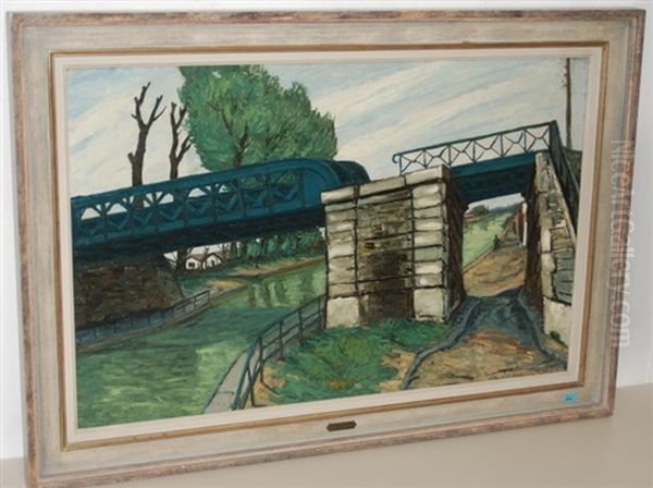 Brucke Uber Einen Kanal Oil Painting by Alphonse Leon Quizet