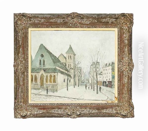 Eglise St. Maur, Neige Oil Painting by Alphonse Leon Quizet