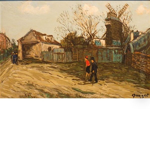 Street In Montmartre Oil Painting by Alphonse Leon Quizet