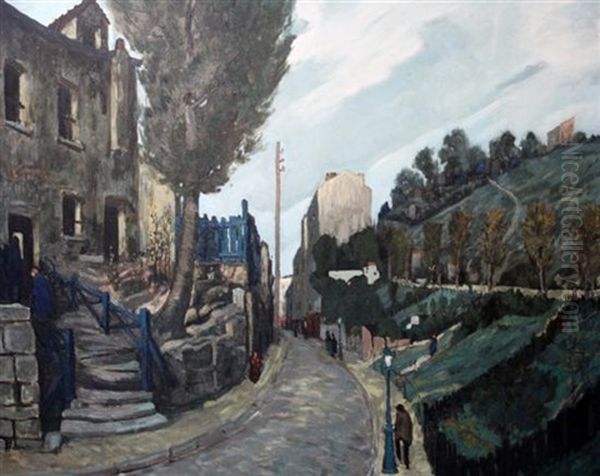Paris Street Scene Oil Painting by Alphonse Leon Quizet