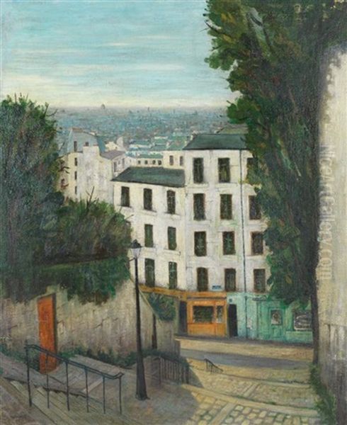 Paris, Vue De Montmartre Oil Painting by Alphonse Leon Quizet