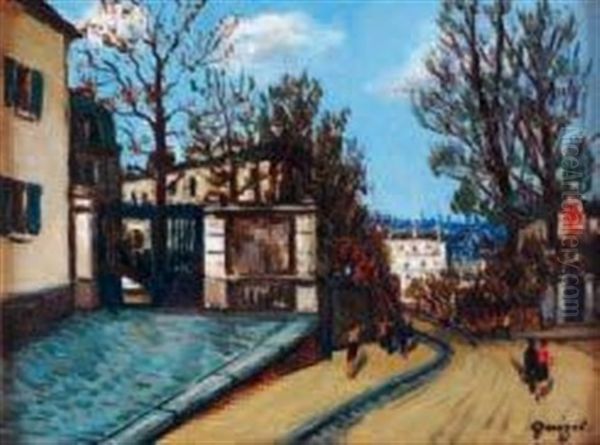 Rue De Paris Oil Painting by Alphonse Leon Quizet