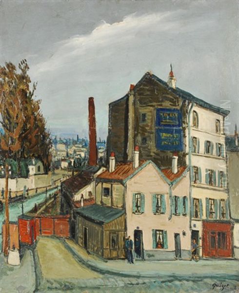 Vieilles Maisons Pres Du Canal Saint-martin Oil Painting by Alphonse Leon Quizet