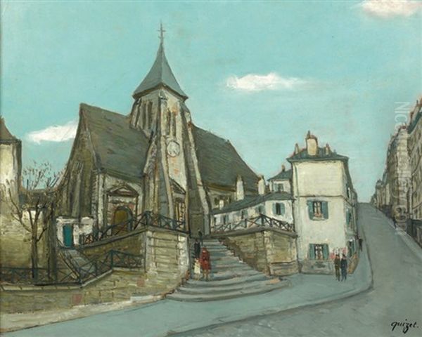 St Germain De Charonne Oil Painting by Alphonse Leon Quizet