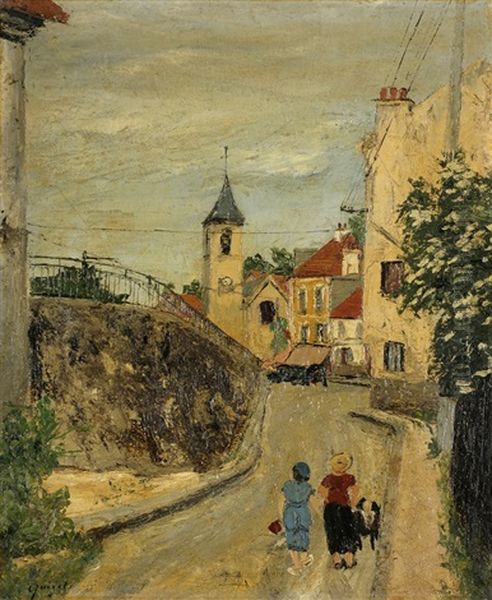 Scene A Montmartre Oil Painting by Alphonse Leon Quizet