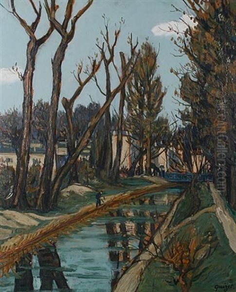 Le Long De La Riviere Oil Painting by Alphonse Leon Quizet
