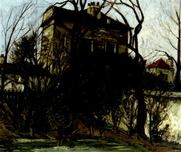 Paysage A La Maison Oil Painting by Alphonse Leon Quizet