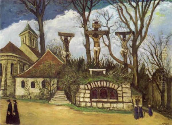 L'eglise St Pierre A Montparnasse Oil Painting by Alphonse Leon Quizet