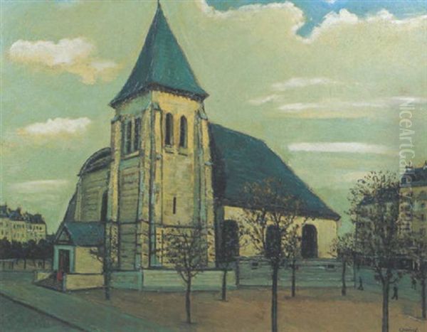 Place De L'eglise Oil Painting by Alphonse Leon Quizet