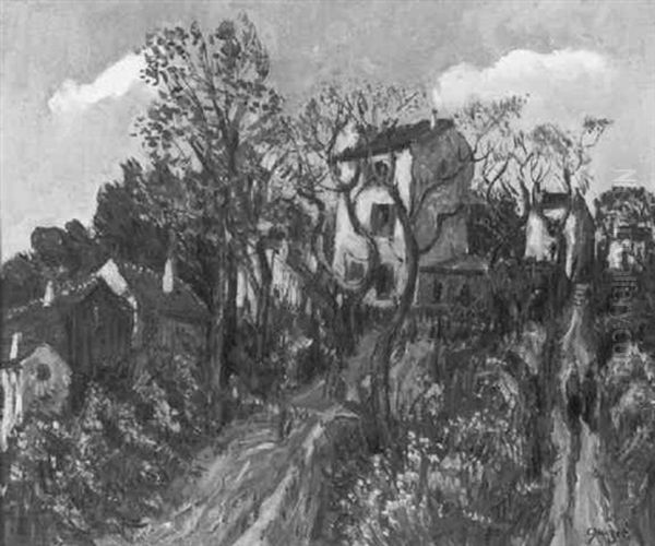 Provincial Village Scene Oil Painting by Alphonse Leon Quizet