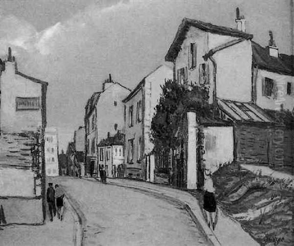 Rue De Village Animee Oil Painting by Alphonse Leon Quizet