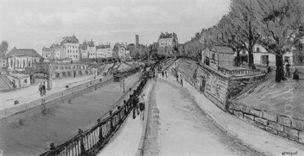 Promenade Sur Les Quais Oil Painting by Alphonse Leon Quizet