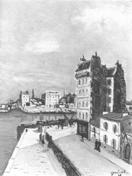 Le Canal Saint-martin Oil Painting by Alphonse Leon Quizet