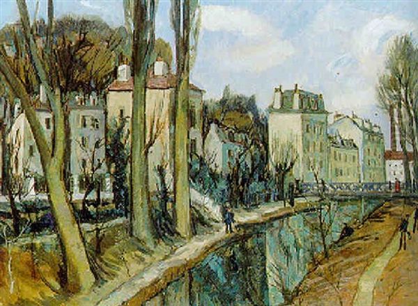 Bord De Marne A St Maurice Oil Painting by Alphonse Leon Quizet
